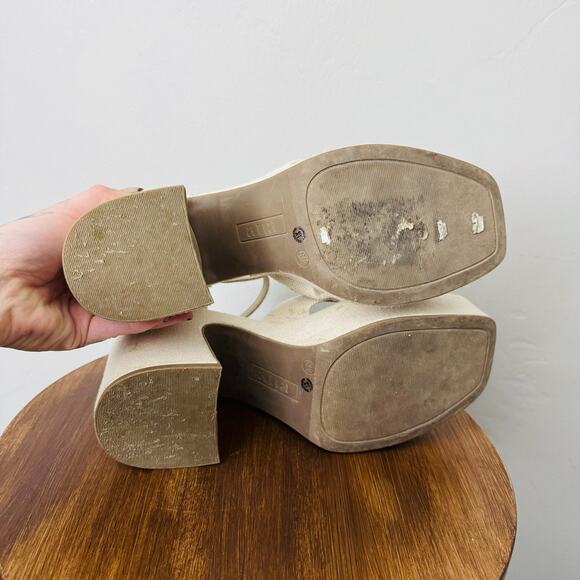 Ana Cream Platform Sandals With Bow Women’s Size 8.5 - Picture 8 of 10